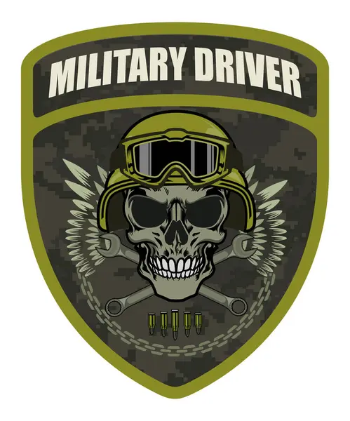 stock vector vector chevron with skull military driver isolated on white background