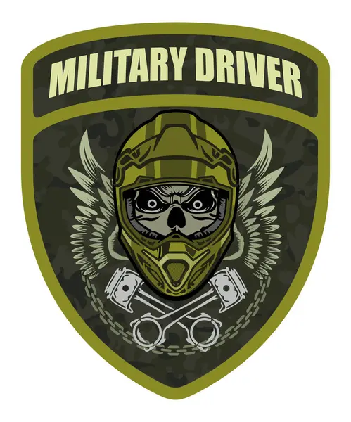 stock vector vector chevron with skull military driver isolated on white background