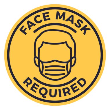 dikkat etiket yüz maskesi beyaz arkaplanda izole edilmelidir