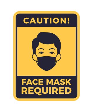 dikkat etiket yüz maskesi beyaz arkaplanda izole edilmelidir