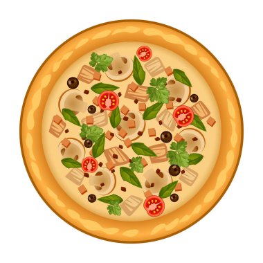 Beyaz arka plan üzerinde izole pizza vektör simgesi