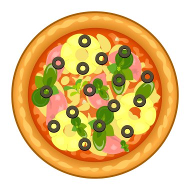 Beyaz arka plan üzerinde izole pizza vektör simgesi