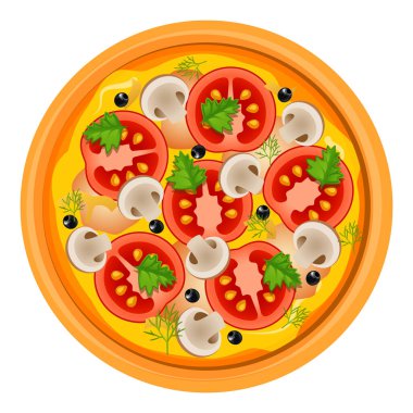 Beyaz arka plan üzerinde izole pizza vektör simgesi