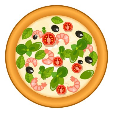 Beyaz arka plan üzerinde izole pizza vektör simgesi