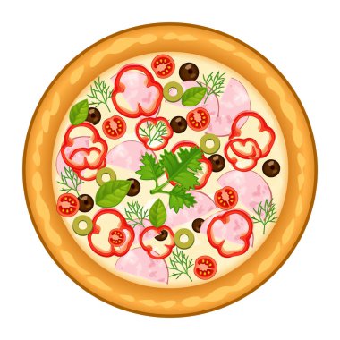 Beyaz arka plan üzerinde izole pizza vektör simgesi
