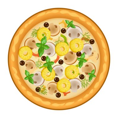 Beyaz arka plan üzerinde izole pizza vektör simgesi