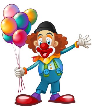 Vector clown with balloons isolated on white background clipart