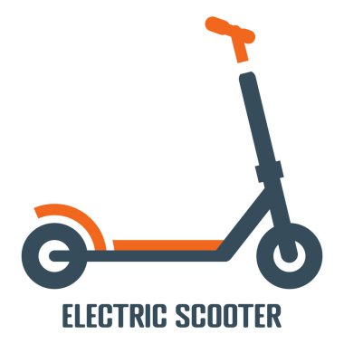 Beyaz arkaplanda izole edilmiş elektrikli scooter vektör simgesi