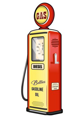 vektör retro benzin istasyonu beyaz arkaplanda izole edildi