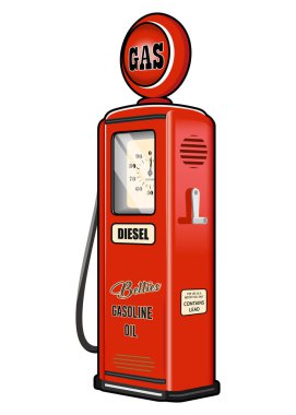 vektör retro benzin istasyonu beyaz arkaplanda izole edildi