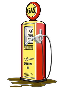 vektör retro benzin istasyonu beyaz arkaplanda izole edildi