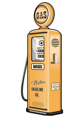 vektör retro benzin istasyonu beyaz arkaplanda izole edildi