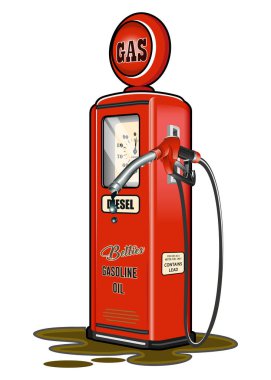 vektör retro benzin istasyonu beyaz arkaplanda izole edildi