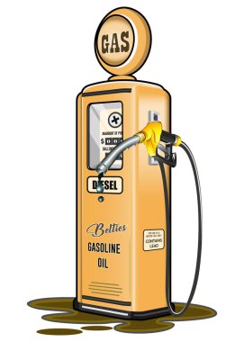 vektör retro benzin istasyonu beyaz arkaplanda izole edildi