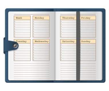 vektör haftalık not planlayıcısı beyaz arkaplanda izole edildi