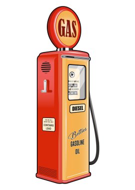 vektör retro benzin istasyonu beyaz arkaplanda izole edildi
