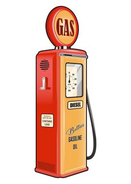 vektör retro benzin istasyonu beyaz arkaplanda izole edildi