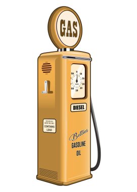 vektör retro benzin istasyonu beyaz arkaplanda izole edildi