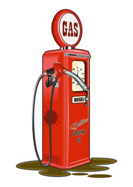 vektör retro benzin istasyonu beyaz arkaplanda izole edildi