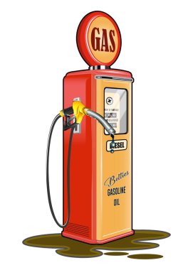 vektör retro benzin istasyonu beyaz arkaplanda izole edildi