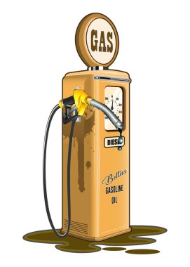 vektör retro benzin istasyonu beyaz arkaplanda izole edildi