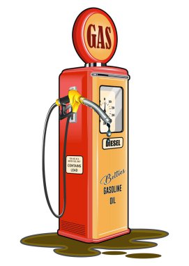 vektör retro benzin istasyonu beyaz arkaplanda izole edildi