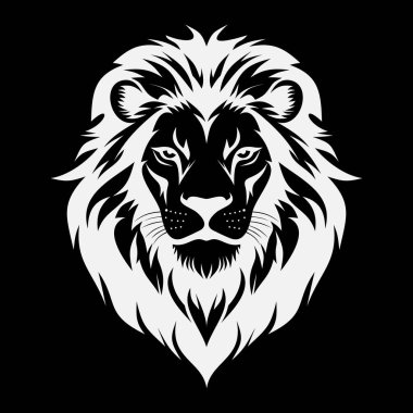 Beyaz arkaplanda izole edilmiş aslan yüzü vektör simgesi