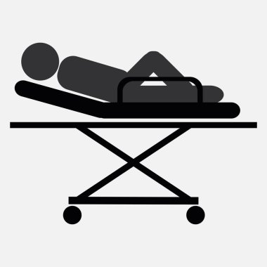 Hastane yatak vektör simgesi beyaz arkaplanda izole edildi