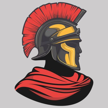 Beyaz arka planda izole edilmiş antik Roma lejyoner ve gladyatörünün miğferi