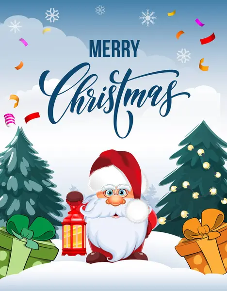 vektör noel ve karlı arkaplanda yeni yıl tebrik kartı