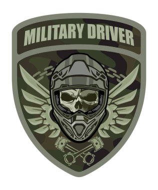 vector chevron with skull military driver-10 clipart