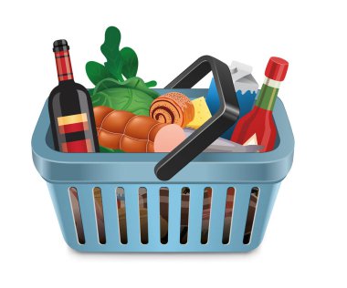 Beyaz arkaplanda izole edilmiş vektör market sepeti simgesi