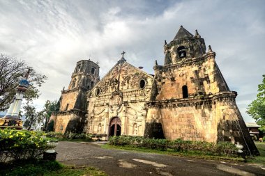 Miag-ao Church, Iloilo, Philippines. An 18th-century place of worship built by Spanish Catholic missionaries featuring Baroque architecture considered UNESCO world heritage site. clipart