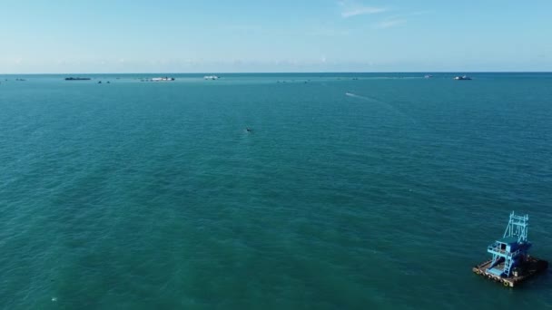 Accattivante Filmato Aereo Cattura Tradizionali Miniere Stagno Offshore Bangka Indonesia — Video Stock