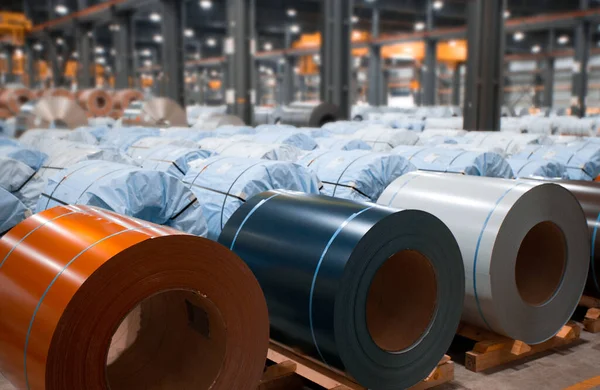 Rolls of cold-rolled galvanized steel with polymer coating in stock