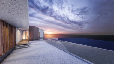 Mimari 3D tasvir modern asgari evin