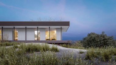 Mimari 3D tasvir modern asgari evin