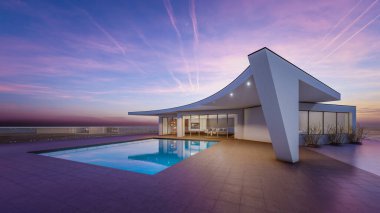 Mimari 3D tasvir modern asgari evin