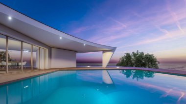 Mimari 3D tasvir modern asgari evin