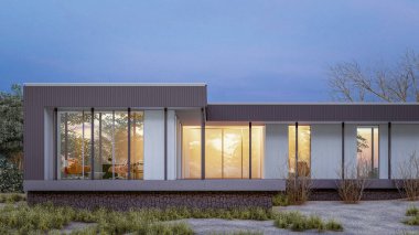 Mimari 3D tasvir modern asgari evin