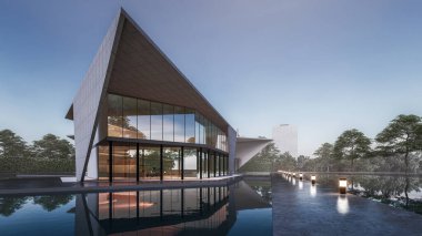 Mimari 3d modern asgari evin tasviri