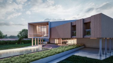 Mimari 3d modern asgari evin tasviri