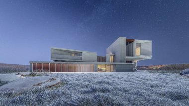 Mimari 3d modern asgari evin tasviri