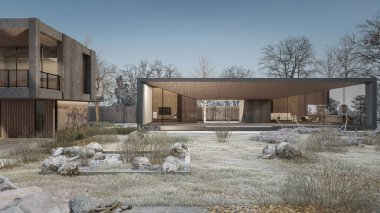 Mimari 3d modern asgari evin tasviri