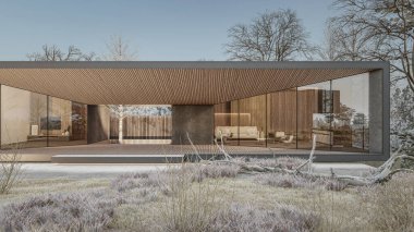 Mimari 3d modern asgari evin tasviri