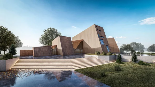 Mimari 3d modern asgari evin tasviri