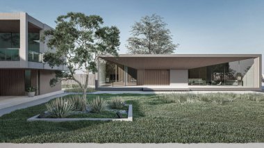 Mimari 3d modern asgari evin tasviri