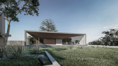 Mimari 3d modern asgari evin tasviri