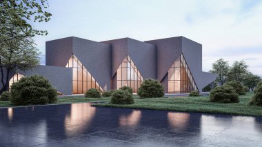 Mimari 3d modern asgari evin tasviri