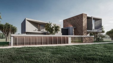 Mimari 3d modern asgari evin tasviri